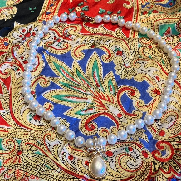 ROMAN SIGNED GLASS PEARLS WITH BEAUTIFUL PENDANT - Picture 3 of 16